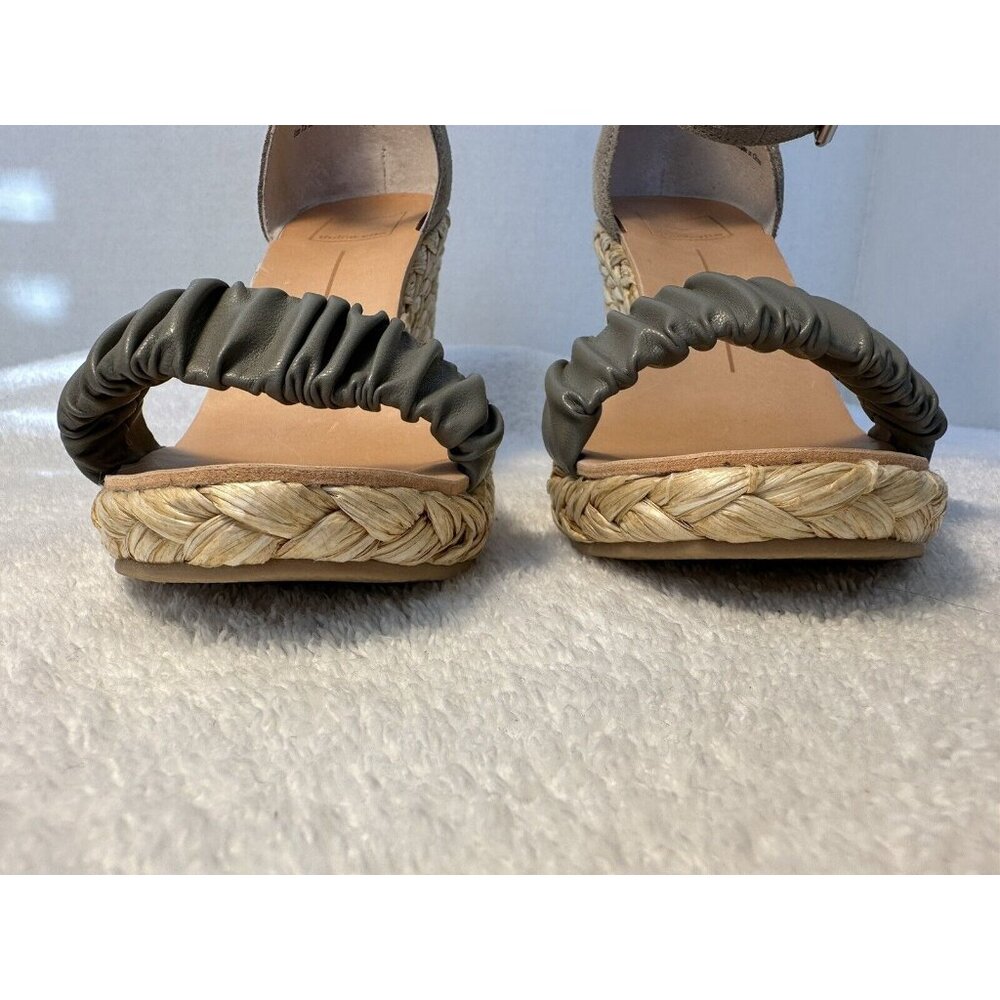 Dolce Vita Noor Espadrille Wedge Sandals 7.5 Light Gray Leather  Ankle Strap - Picture 12 of 12